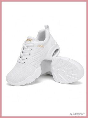 Womens Jazz Dance Sneakers Lace Up Split Sole Breathable Mesh Dance Shoes